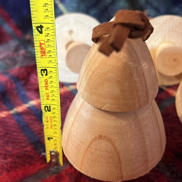 Wooden Tree Ornaments with Leather Ties set of 4 - Picture 5 of 5